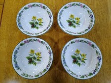 4 Royal Worcester Worcester Herbs Black Mustard Cereal / Soup Bowls in Vgc