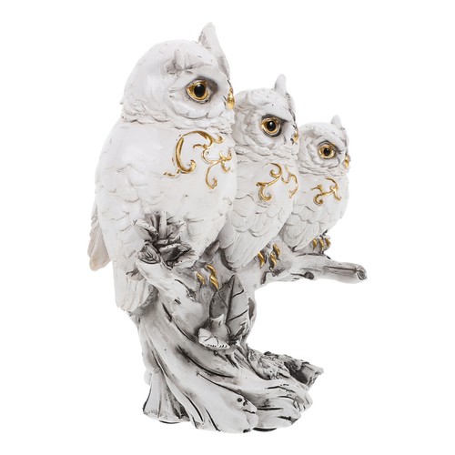 Resin owl ornament white - resin,