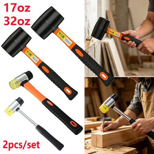 2pcs rubber mallet hammer - rubber, 17oz