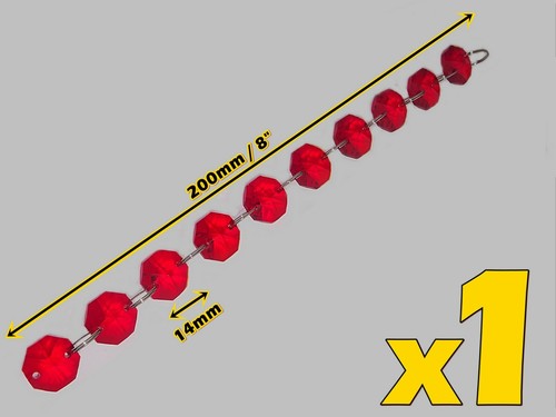 Red chandelier glass crystals - red,
