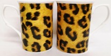 Leopard Brown Mugs Set 2 Fine