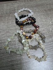 Job Lot Bundle of Crystal and Gemstone Bracelets Elasticated Natural Healing