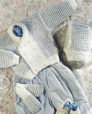 Baby Boys Jacket Balaclava Mitts Knitting Pattern DK 16-22"  615