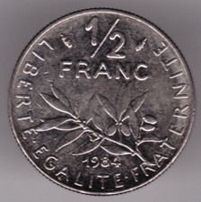 France 1/2 Franc 1984 Nickel Coin - Seed Sower