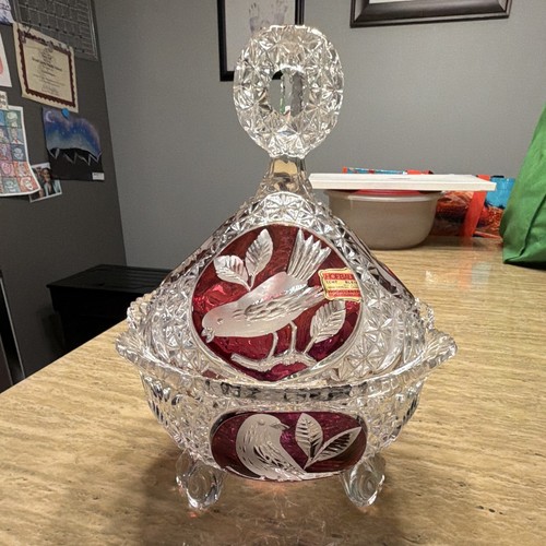 Hofbauer clear red cut glass - red,