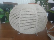 Vintage retro 1970s sphere shaped macrame table lamp on feet vgc