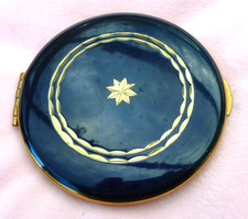 KIGU GP VINTAGE BLUE ENAMEL STAR ROUND PRESSED POWDER COMPACT 8CM