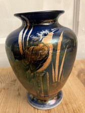 SHELLEY VASE IRIDESCENT BLUE KINGFISHER 1930s