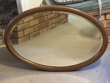 Vintage antique Oval wooden Veneer frame wall mirror 32 X 22.5"
