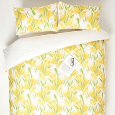 Yellow Cotton Duvet Cover Set Single Floral 200TC Digitally Printed Bedding