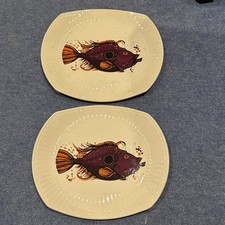 Vintage pair of Washington Pottery “Aquarius Series”  Fish Plates England 