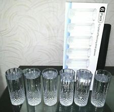 6 Vintage Crystal Highball Glasses Cocktail Garden Picnic BBQ Water Juice Glass