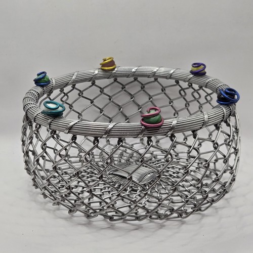 Metal wire basket decorated - basket,