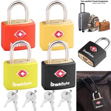 SharkByte TSA Padlock Locker Luggage Travel Suitcase Bag Shackle Small Key Lock