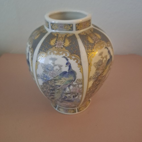Vintage japanese peacock vase - vintage,