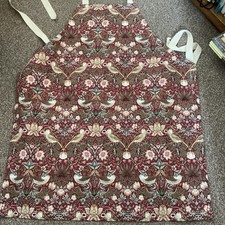 BN AND HANDMADE GENUINE WILLIAM MORRIS  STRAWBERRY THIEF (CLARET) FABRIC APRON