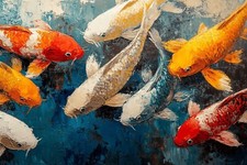 Japanese koi carp - koi, canvas