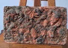 Vintage Terracotta Sculptured Plaque Depicting The Signs Of The Zodiac.