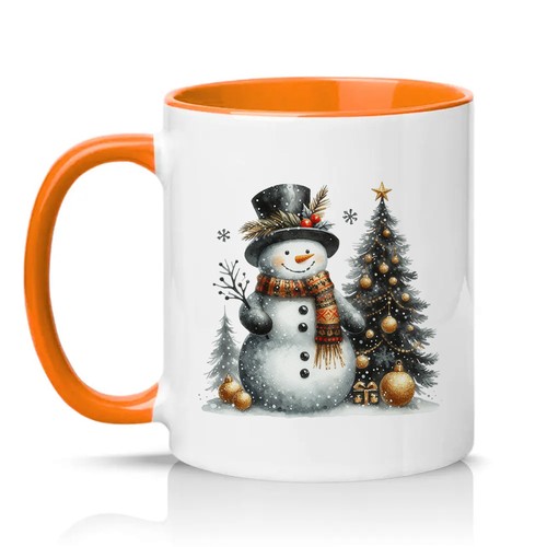 Snowman with christmas tree - with,