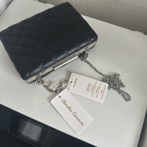 Black faux leather quilted - black,