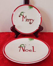 Everyday White Porcelain 6" Christmas Plates Noel & Merry Set of 2
