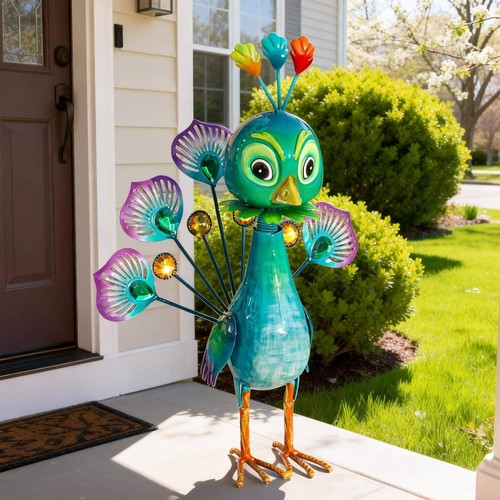 Metal peacock statue outdoor - metal,