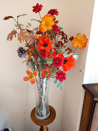 Clear glass trumpet floor vase - glass,