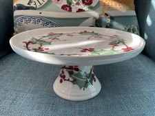 Gorgeous Emma Bridgewater spongeware  Cake Stand- Holly Wreath Unused