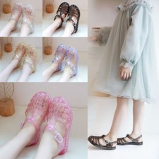 KIDS GIRLS TODDLERS CHILDRENS FLAT SUMMER BEACH JELLY SHOES SANDALS FLIP FLOPS
