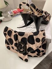 Ladies Pink & black Shoes Size 38 & Matching Clutch Bag.