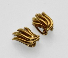 SUPERB RARE ANTIQUE OLD VINTAGE ASPREY & Co ANGEL WINGS GOLD EARRINGS CLIPS.