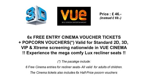 Vue cinema vip entry - 6x,
