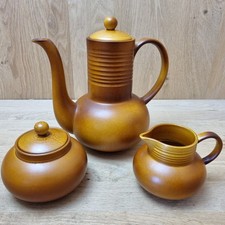 Myott Festival Fine Ironstone Coffee Pot Set Creamer Covered Sugar Bowl Mid Cent