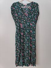 Louche Joy The Store V-Neck Midi Capped Sleeves Dress Floral Green UK Size 16
