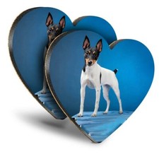2x Heart MDF Coasters - Toy Fox Terrier Dog Puppy  #2222
