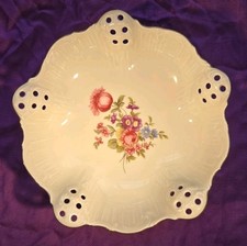 Rosenthal 3 Footed Bowl With Decorative Holes In Classic Rose Pattern