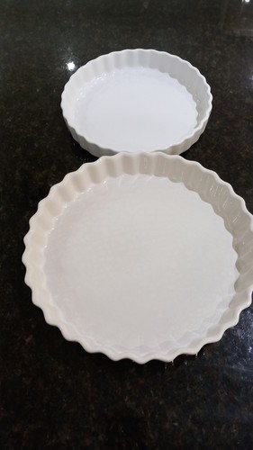 Pair white ceramic fluted - pair,