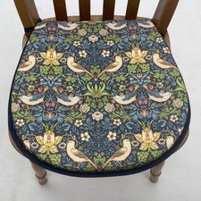 NAVY BLUE WILLIAM MORRIS STRAWBERRY THIEF CHAIR SEAT PADS (APPROX. 14"X 14")