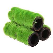 Betta Choice Ceramic Bamboo 3 Large Tubes With Artificial Moss Aquarium Hideaway
