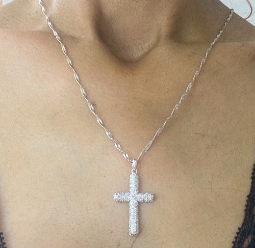 Diamond cross pendant white - diamond,