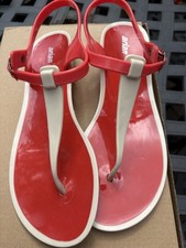 TOE POST PLASTIC JELLY ANKLE STRAP SANDALS PINK & BEIGE BY ARIAN IN SIZE UK 6