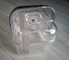 Vintage Guzzini Amanda Cube Ice Bucket 70s‑80s Lucite Acrylic + Tongs Rare