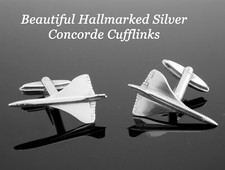 Hallmarked Silver B,ham 1977 Air France Concorde Jet Plane Cabin Crew Cufflinks