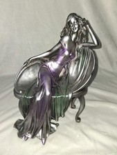 Silver Lady Sitting On A Bench Figurine Ornament Brand New