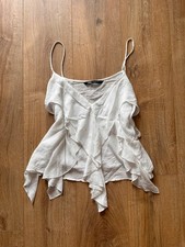 Zara White Ruffled Cami Summer