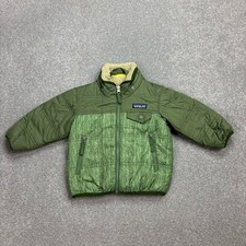 Patagonia Jacket Kids Small Green Reversible Tribbles Fleece Lined Coat Youth*