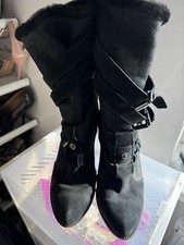 Women's Black Mulberry Lined Postman Lock Heeled Mid-Calf Boots UK 6 EU39