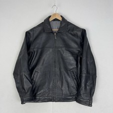 Leather Jacket Marks and Spencer Flight Bomber Biker Black Soft Men’s Large