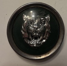 (181)  Genuine Used Jaguar Alloy Wheel Centre Cap - Chrome/silver/green 58mm