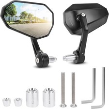SUPAREE Motorcycle Bar End Mirrors – Universal Rearview Mirrors 2 Pack, Black